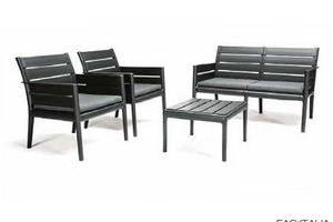 Set ecologico divano, 2 poltrone e tavolino